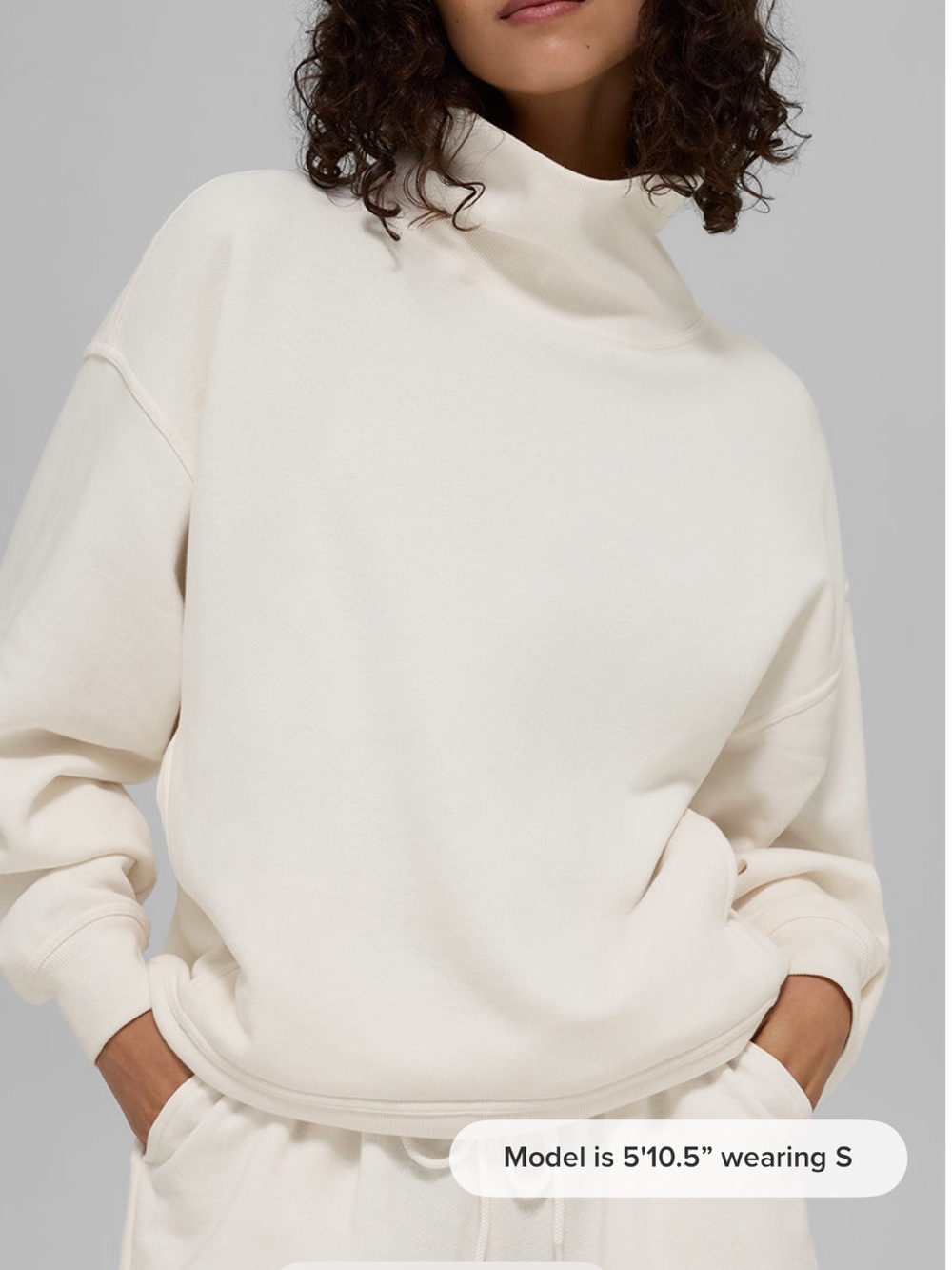 ALO yoga Ivory Hazy Mock Neck Sweatshirt